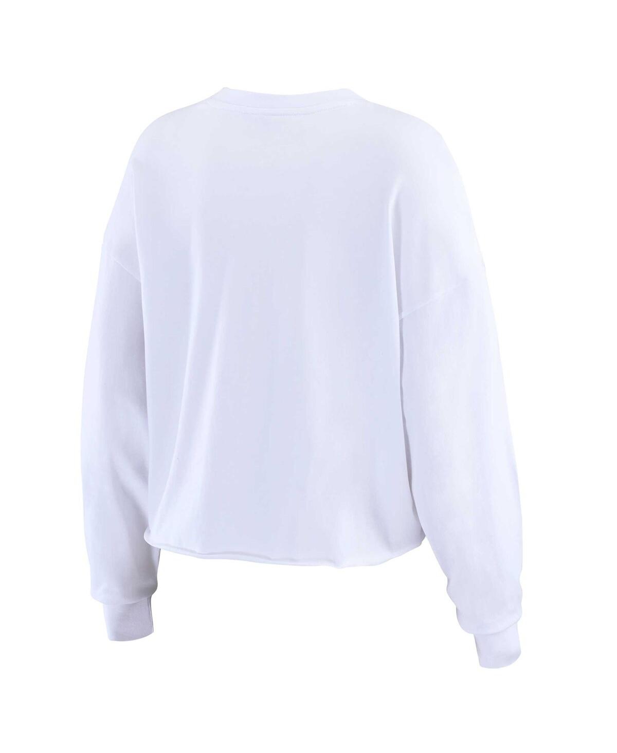 Wear By Erin Andrews Women's White Los Angeles Chargers Postcard Cropped Long Sleeve Top In White