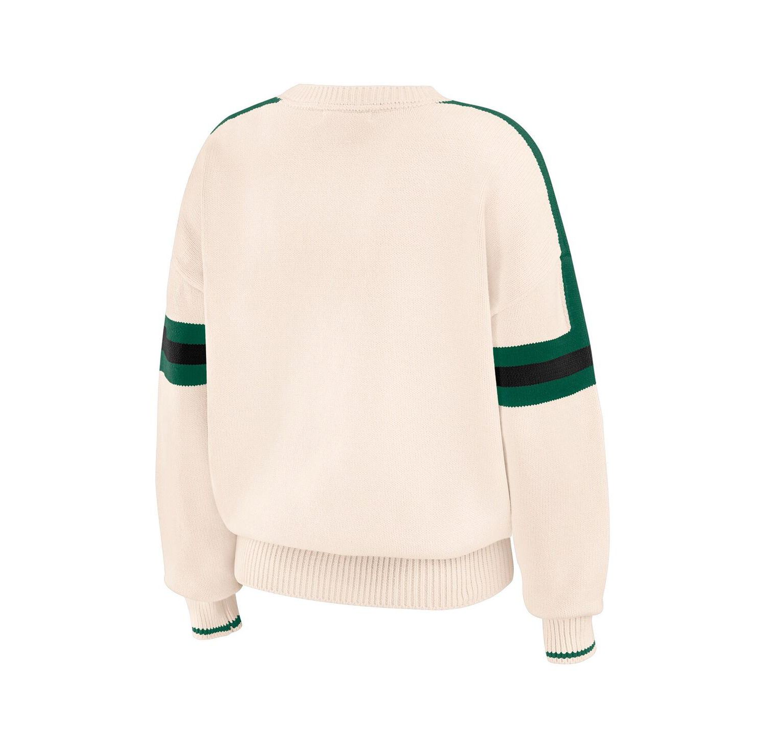 Women's Cream New York Jets Stripe Pullover Sweater