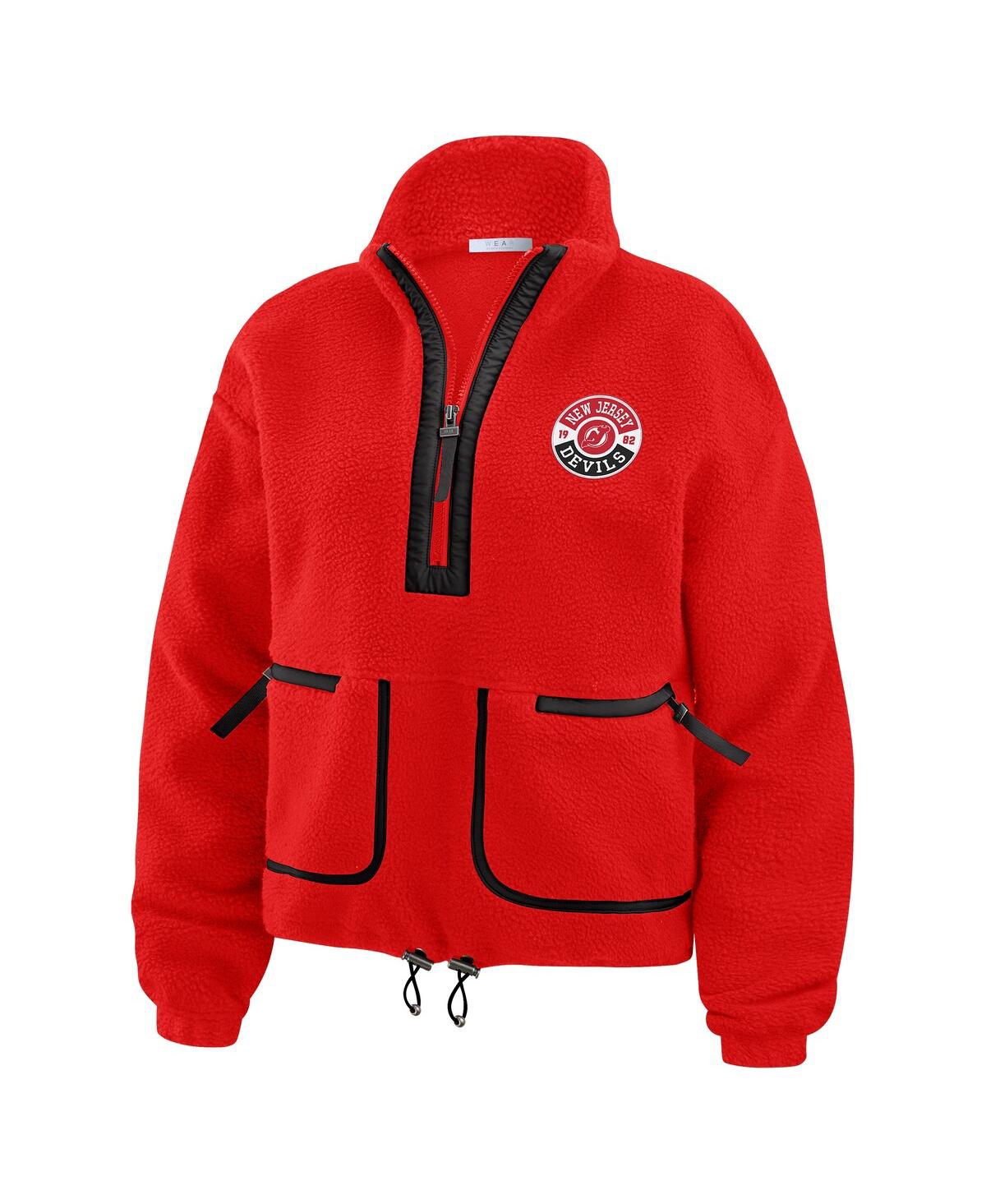 Wear By Erin Andrews Red New Jersey Devils Polar Fleece Half-zip Jacket In Red