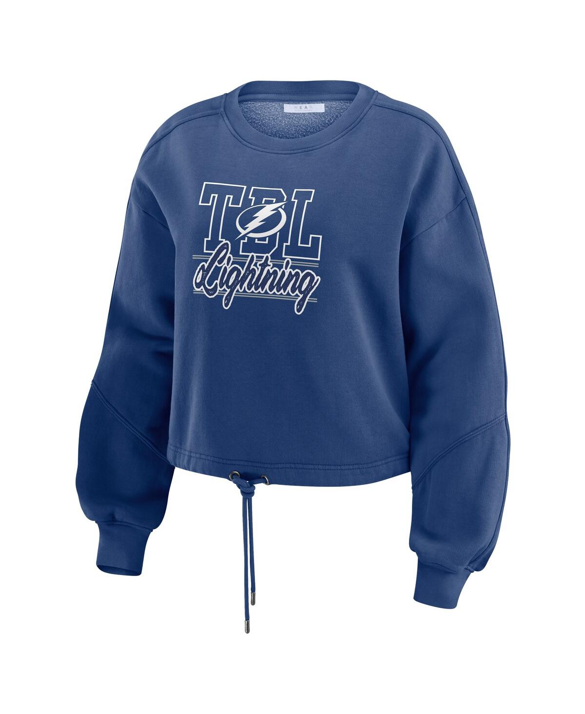 Wear By Erin Andrews Women's 2-piece Blue Tampa Bay Lightning Washed Fleece Sweatshirt And Shorts Lounge Set In Blue