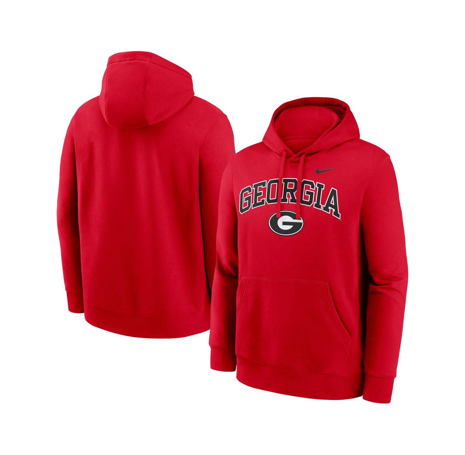 Men's Red Georgia Bulldogs Club Fleece Arch Pullover Hoodie