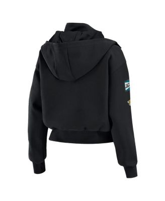 Women's Black Jacksonville Jaguars Patch Pocket Cropped Full-Zip Bomber Jacket