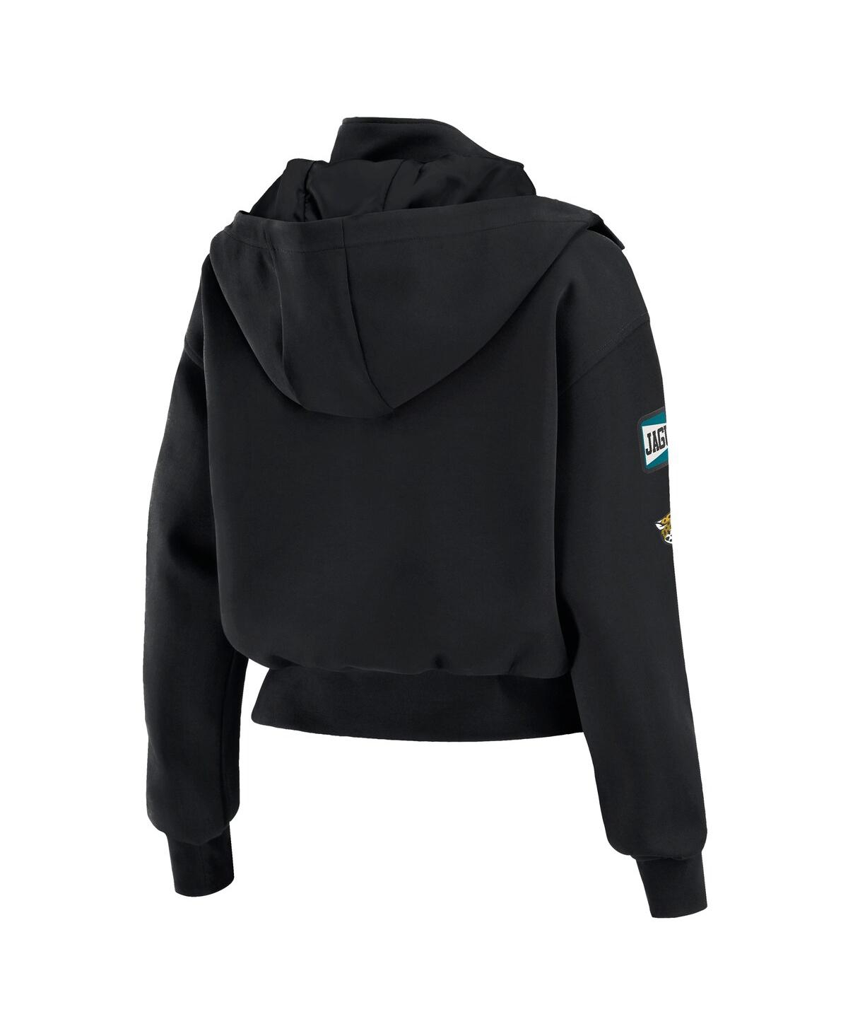 Wear By Erin Andrews Women's Black Detroit Lions Patch Pocket Bomber Jacket In Black