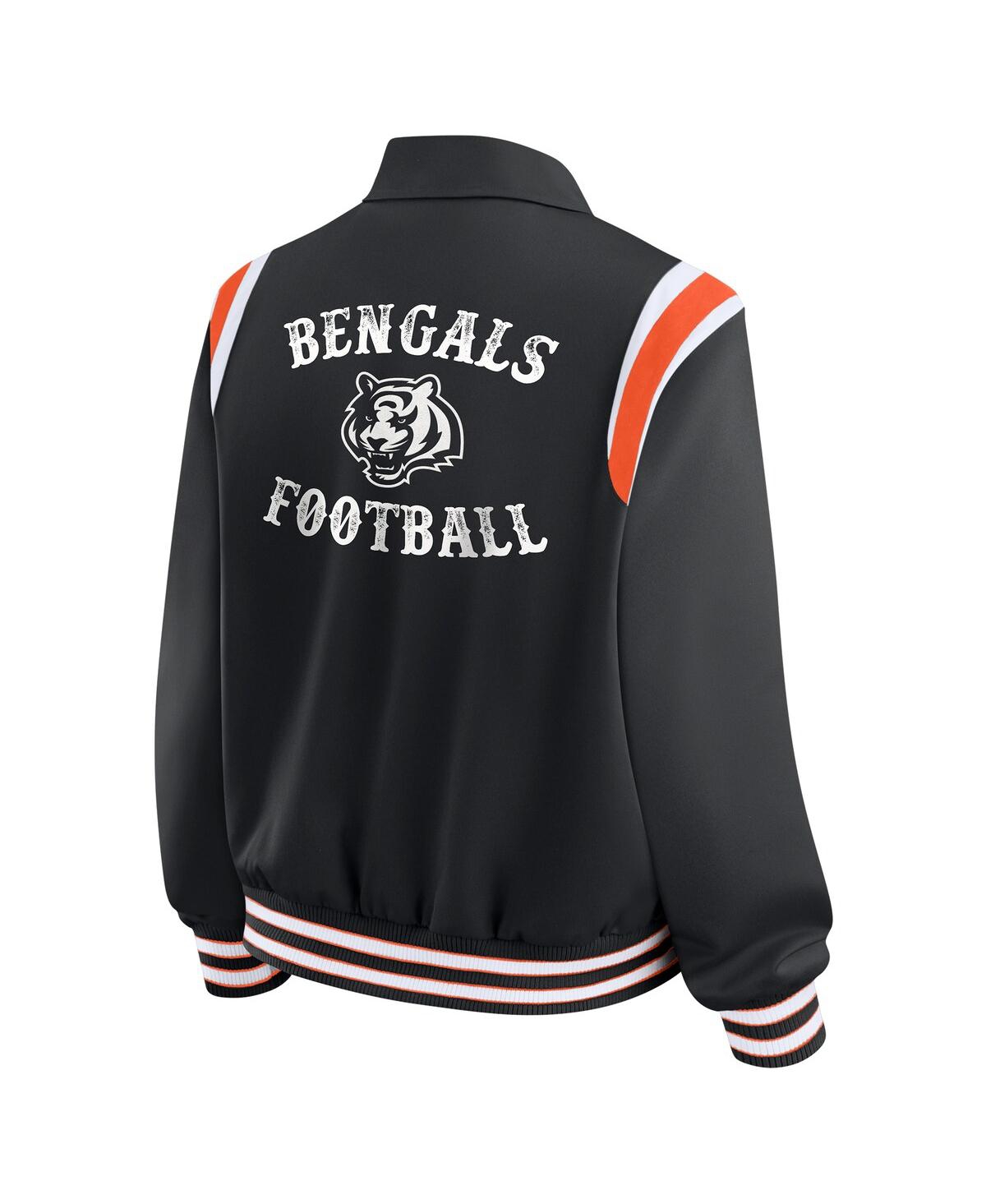 Wear By Erin Andrews Women's Black Cincinnati Bengals Varsity Lightweight Full-snap Jacket In Black