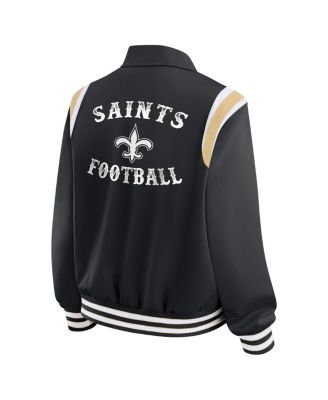 Women's Black New Orleans Saints Varsity Lightweight Full-Snap Jacket