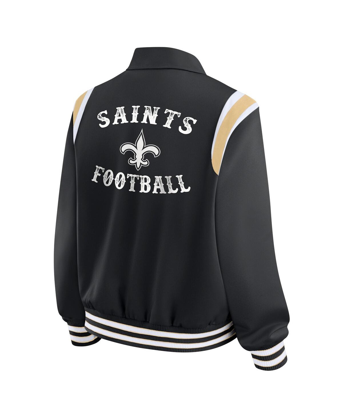 Wear By Erin Andrews Women's Black New Orleans Saints Varsity Lightweight Full-snap Jacket In Black