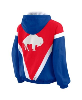Women's Red/Royal Buffalo Bills Retro Crinkle Full-Zip Hoodie Windbreaker Jacket