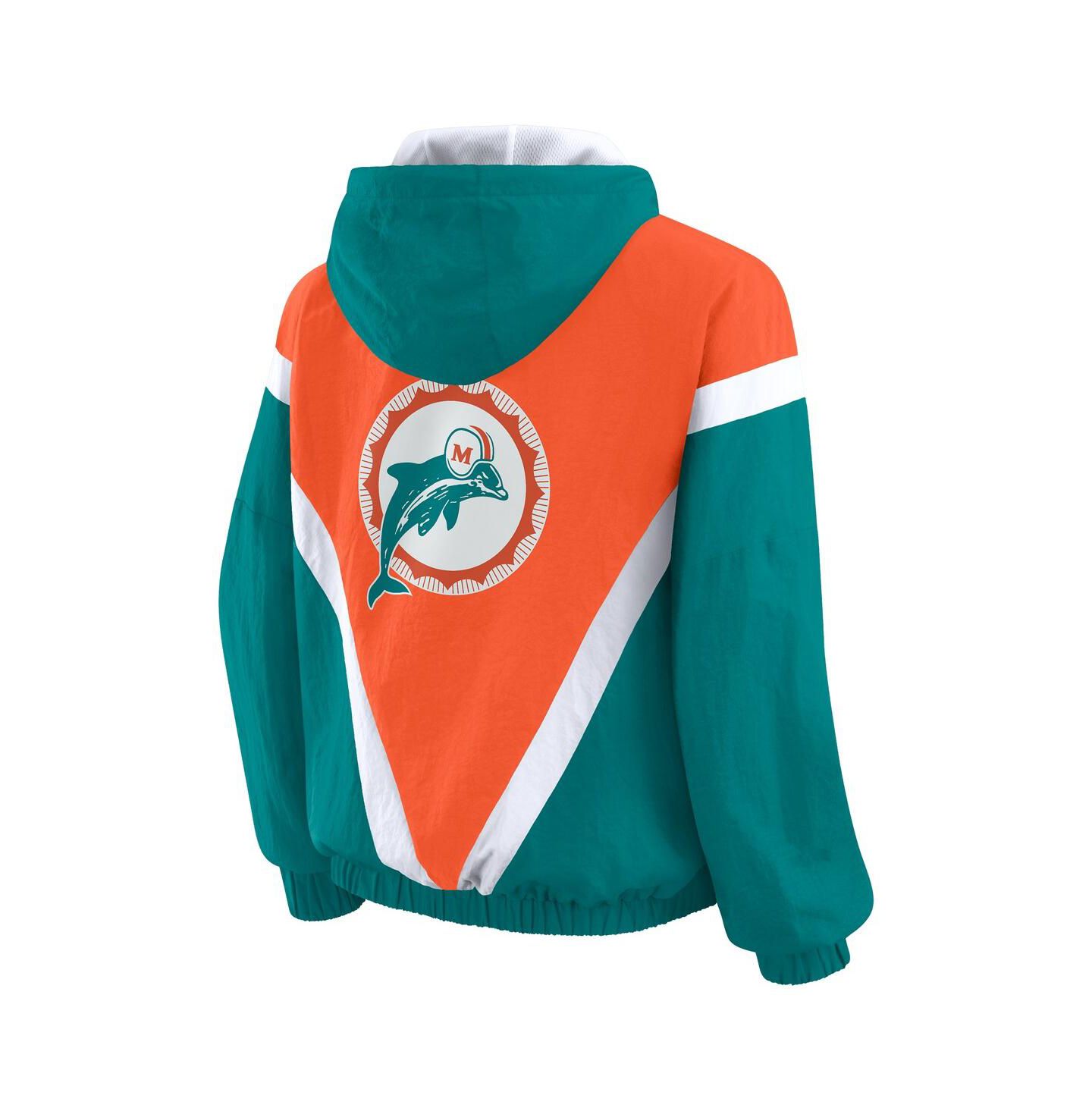 Женские худи WEAR by Erin Andrews Orange/Aqua Miami Dolphins Retro Crinkle Full-Zip Windbreaker Jacket — фото 3