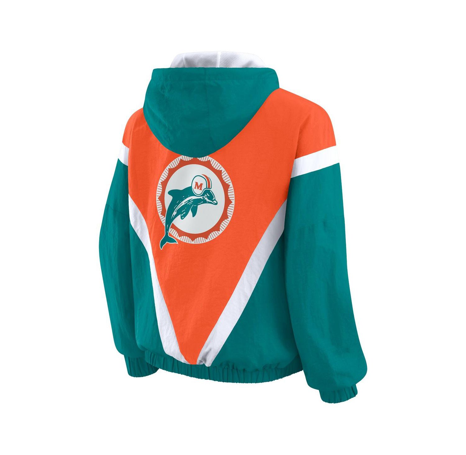 Women's Orange/Aqua Miami Dolphins Retro Crinkle Full-Zip Hoodie Windbreaker Jacket