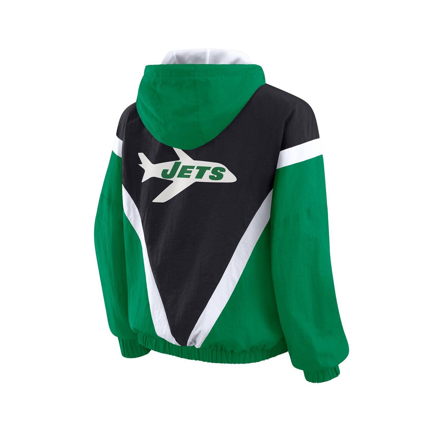 Women's Kelly Green/Black New York Jets Retro Crinkle Full-Zip Hoodie Windbreaker Jacket