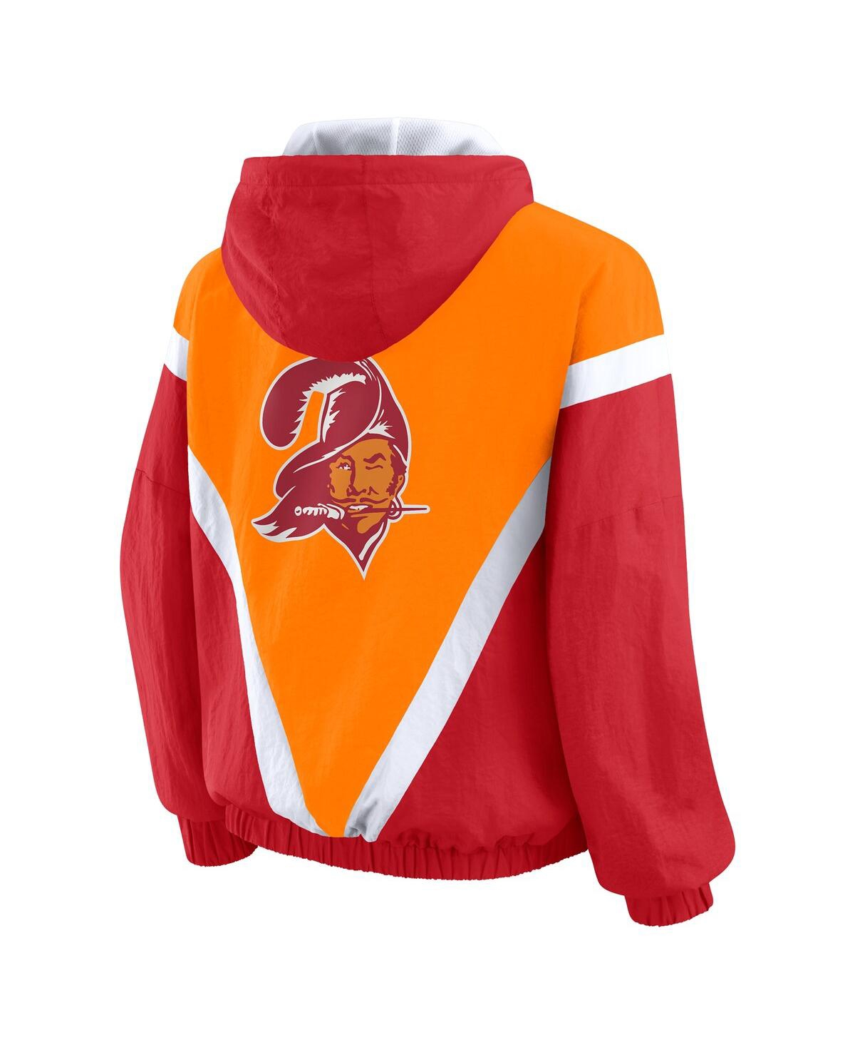 Wear By Erin Andrews Women's Orange/red Tampa Bay Buccaneers Retro Crinkle Full-zip Hoodie Windbreaker Jacket In Multi