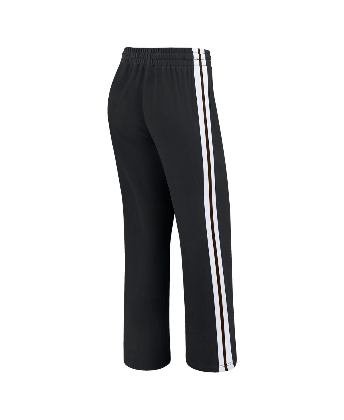 Wear By Erin Andrews Women's Black Cleveland Browns Color Block Straight Leg Pants In Black