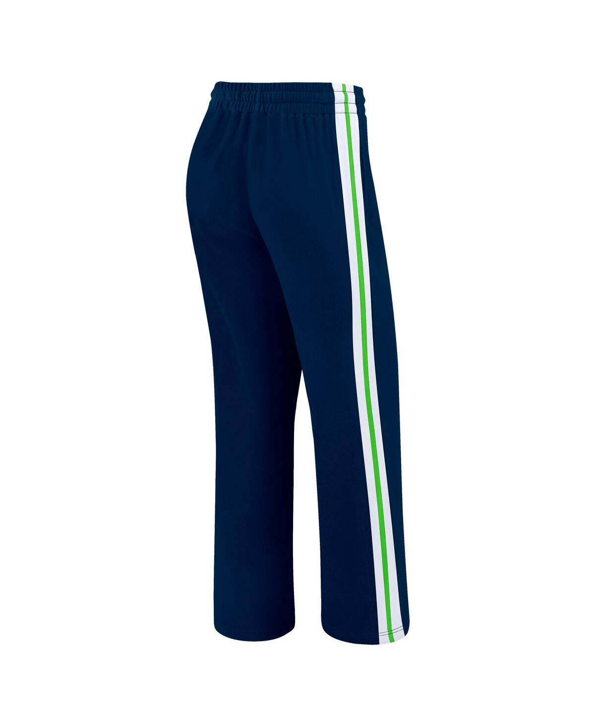 Wear By Erin Andrews Women's College Navy Seattle Seahawks Color Block Straight Leg Pants In Blue