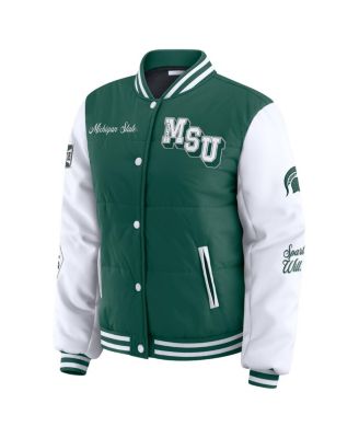 Women's Green Michigan State Spartans Varsity Full-Snap Puffer Jacket