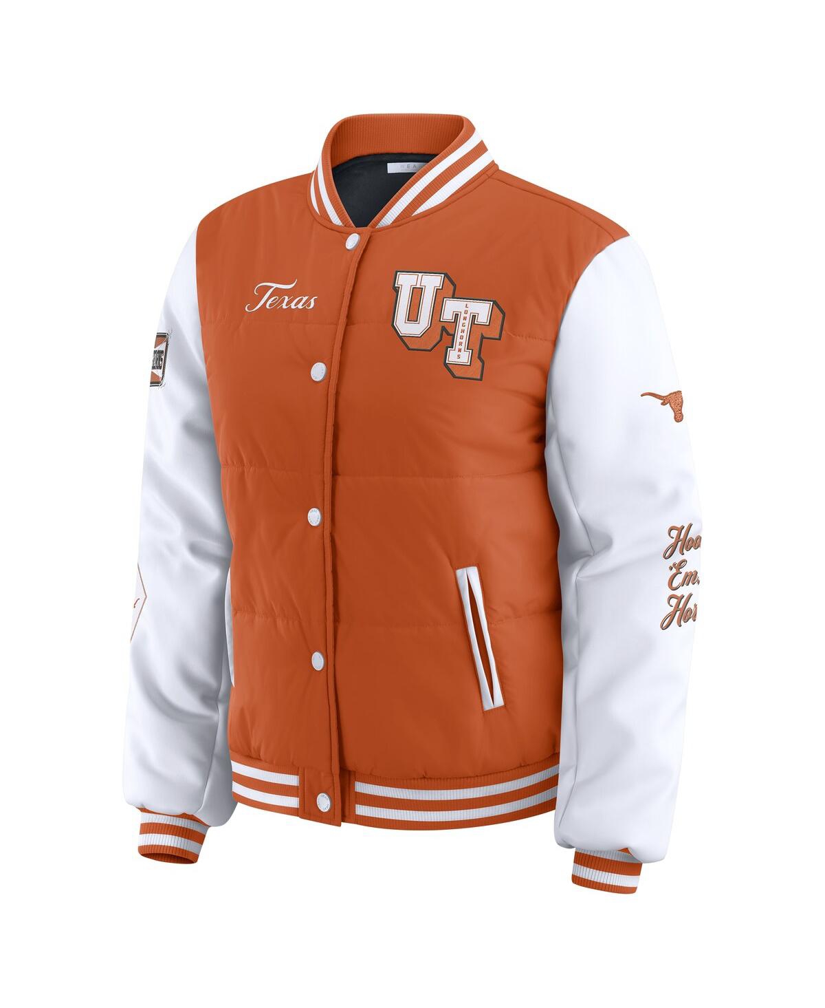 Wear By Erin Andrews Women'sburnt Orange Texas Longhorns Varsity Puffer Jacket In Orange