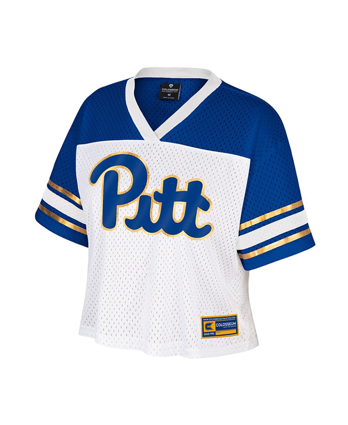 Colosseum Women's White Pitt Panthers Treasure Cropped Football Jersey
