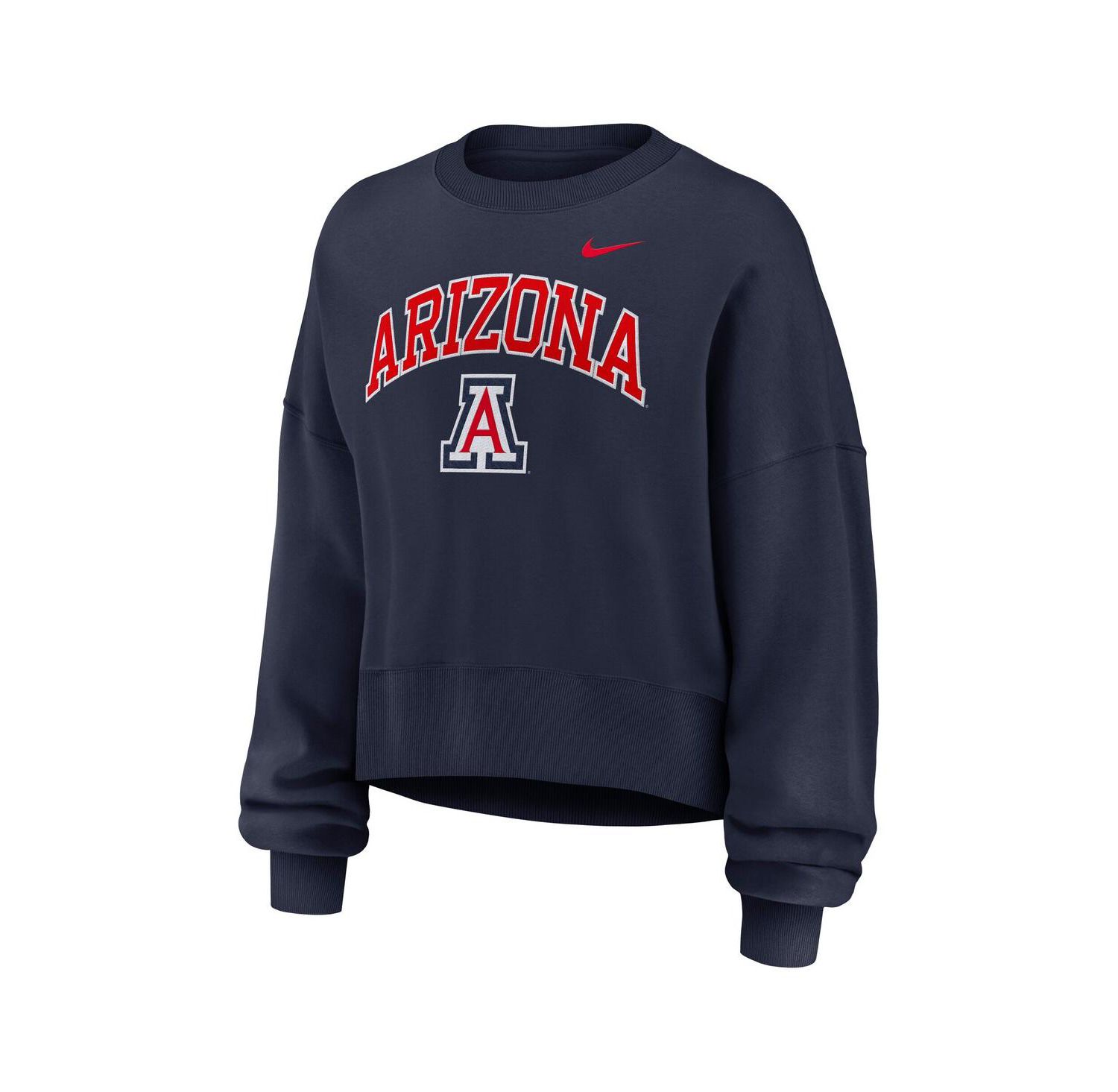 Women's Navy Arizona Wildcats Oversized Phoenix Arch Pullover Sweatshirt