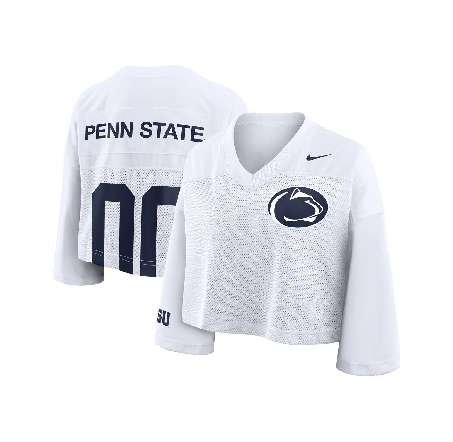 Women's White Penn State Nittany Lions Cropped Mesh Dri-FIT Fashion Jersey