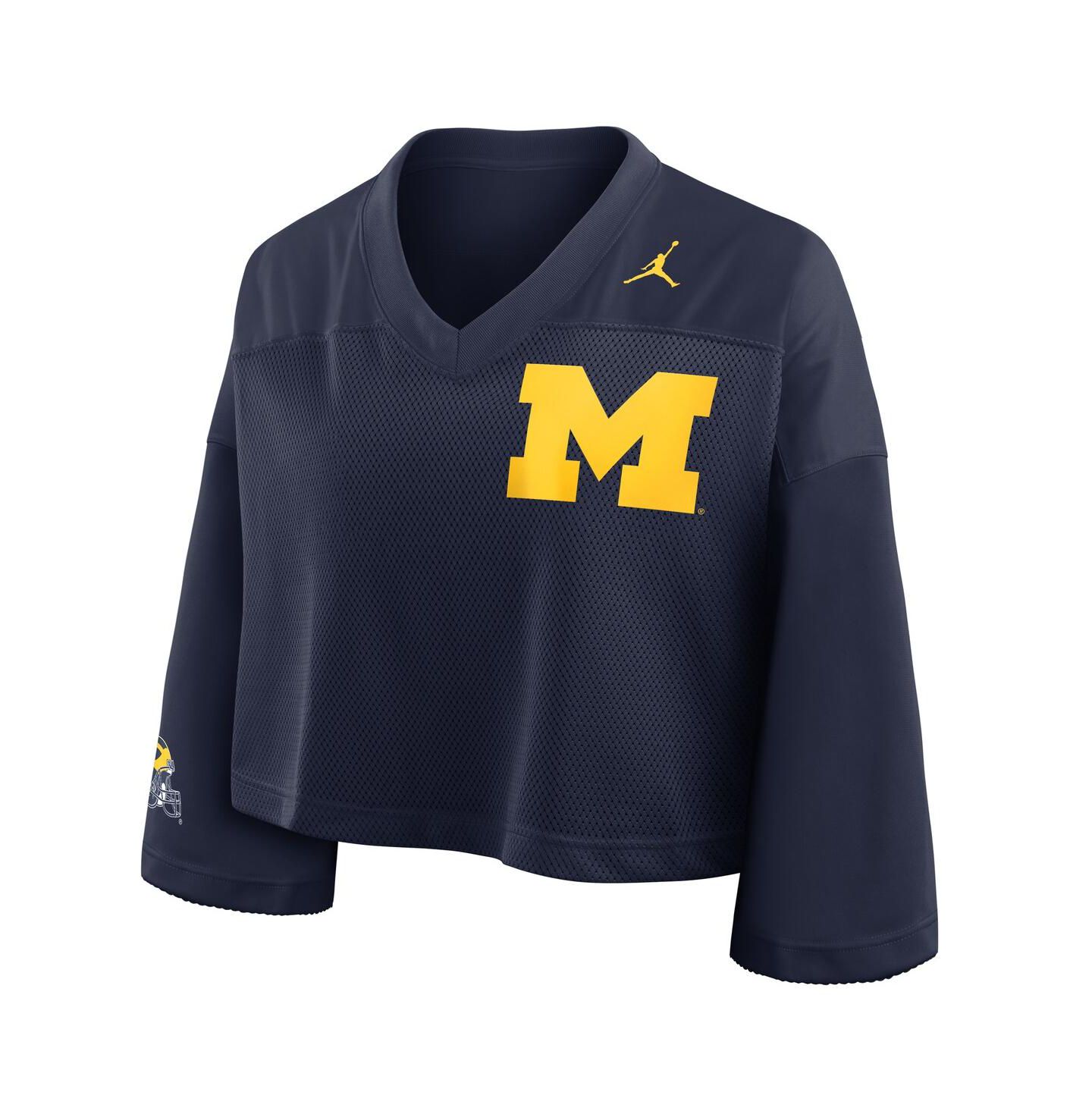 Женский топ Jordan Navy Michigan Wolverines Cropped Mesh Dri-FIT Fashion Jersey — фото 2