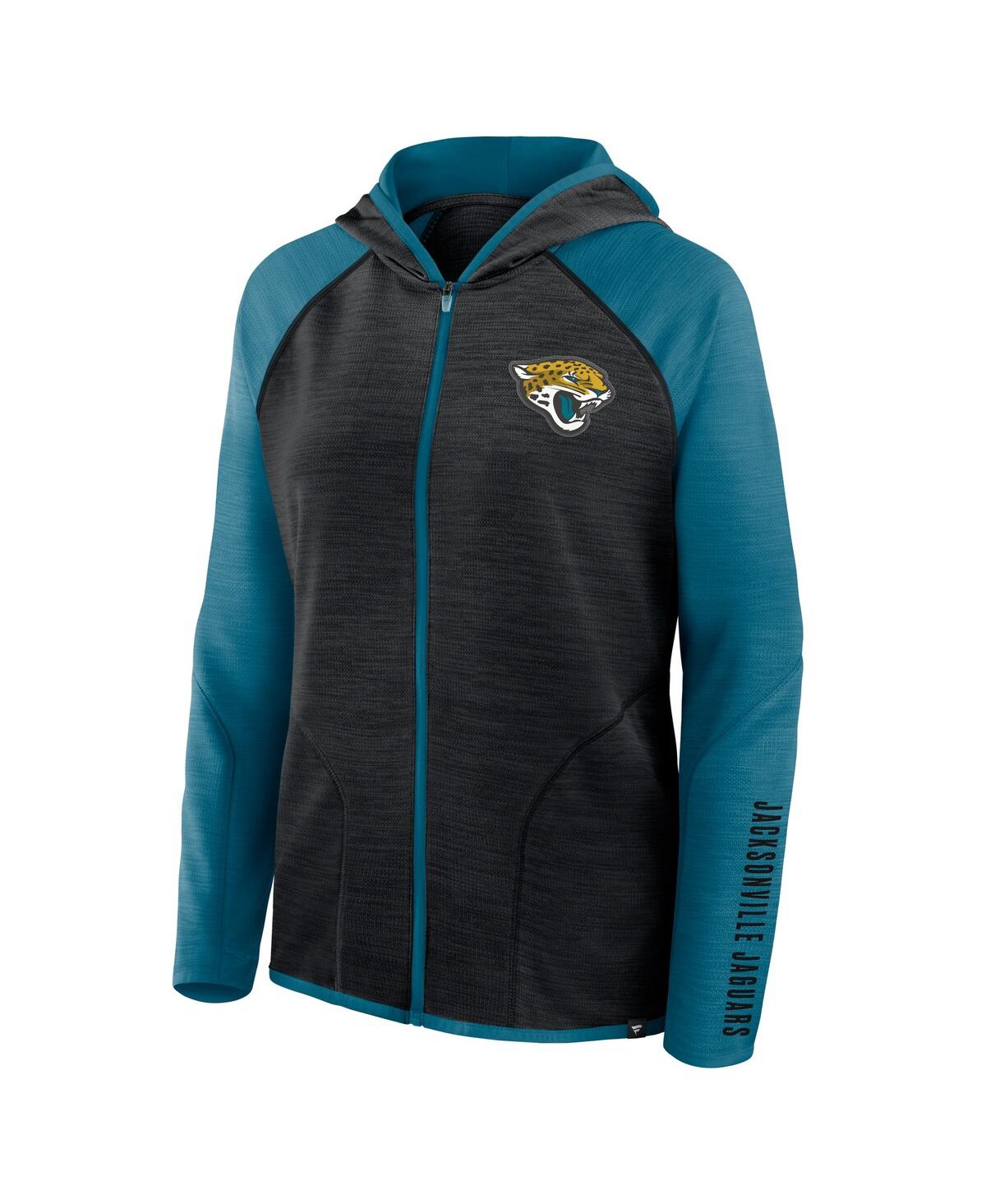 Fanatics Women's Black/teal Jacksonville Jaguars Redzone End Around Pass Raglan Full-zip Hoodie In Multi