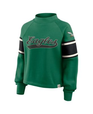Women's Kelly Green Philadelphia Eagles Oversized Hometown Toss Sweep Mock Neck Pullover Hoodie