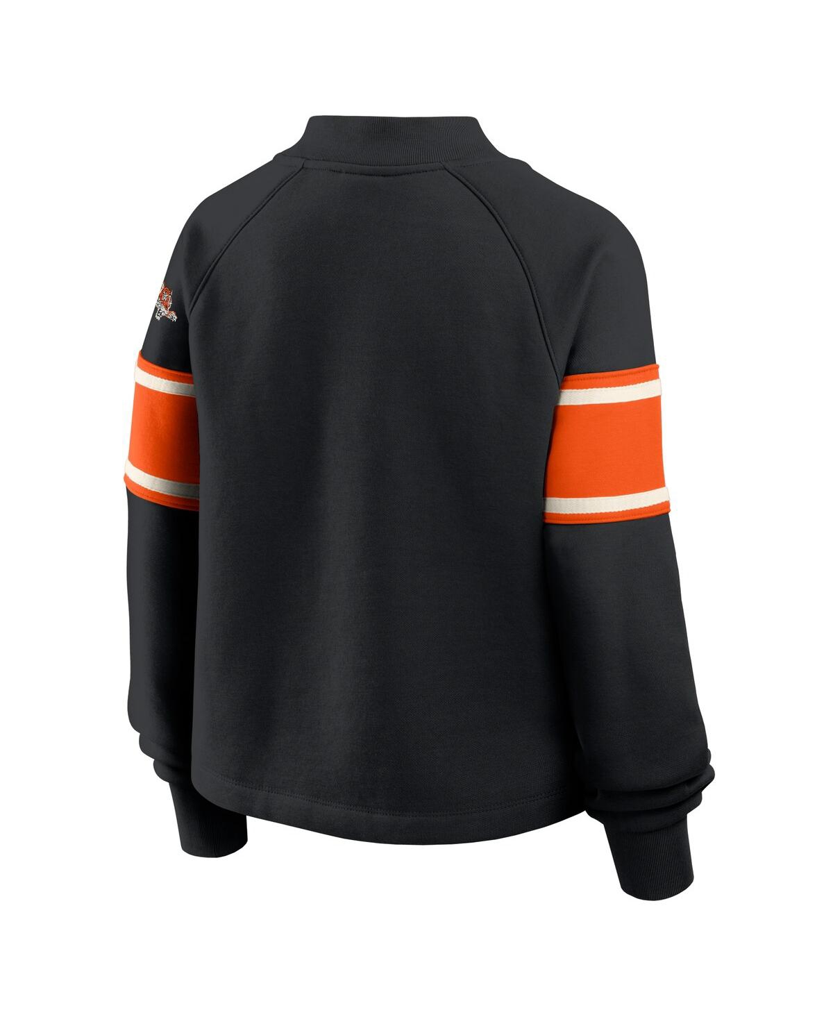 Fanatics Women's Black Cincinnati Bengals Oversized Hometown Toss Sweep Mock Neck Pullover Hoodie In Black