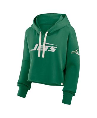 Women's Kelly Green New York Jets Oversized Hometown Heritage Cropped Hoodie
