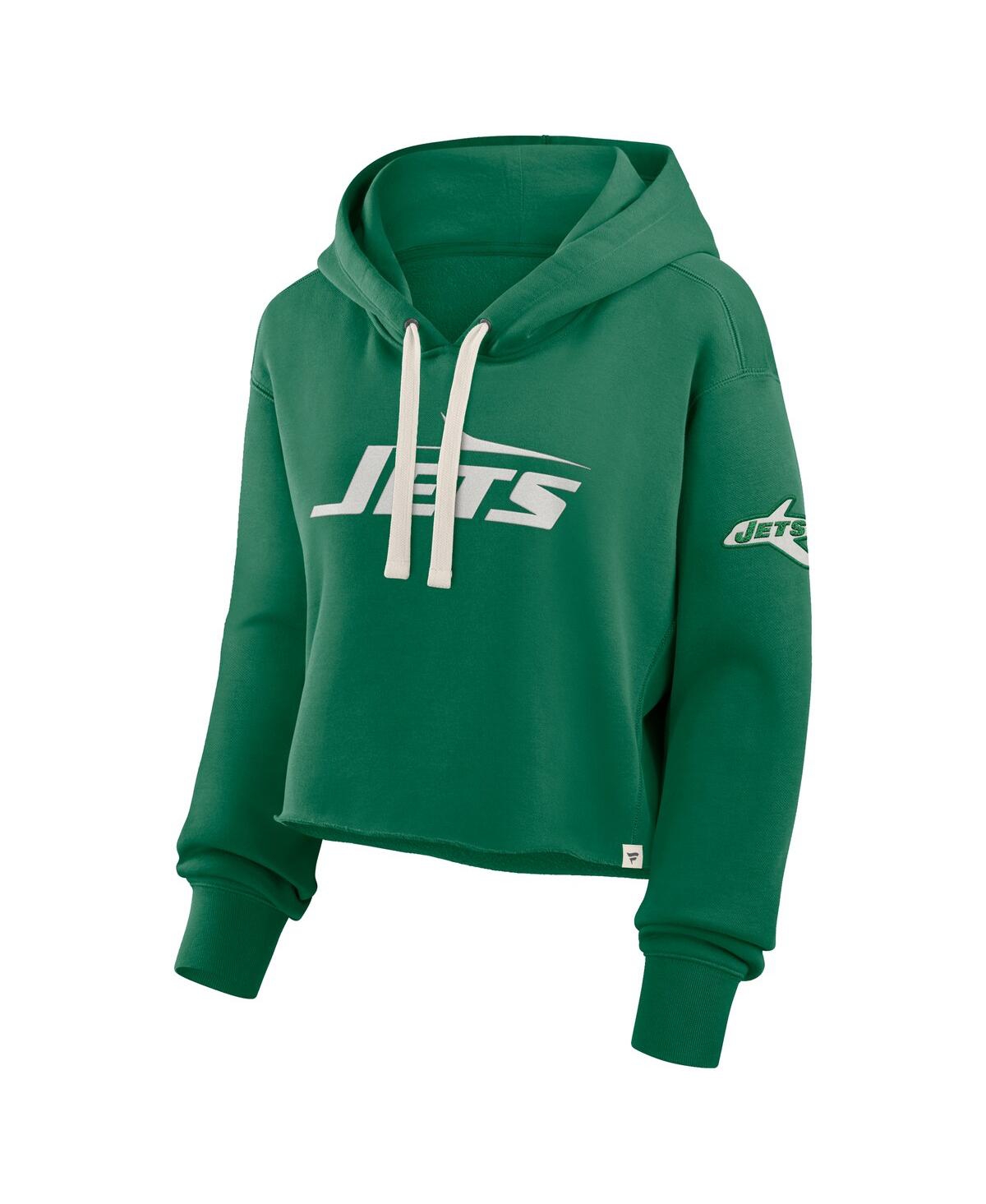 Fanatics Women's Kelly Green New York Jets Oversized Hometown Heritage Cropped Hoodie
