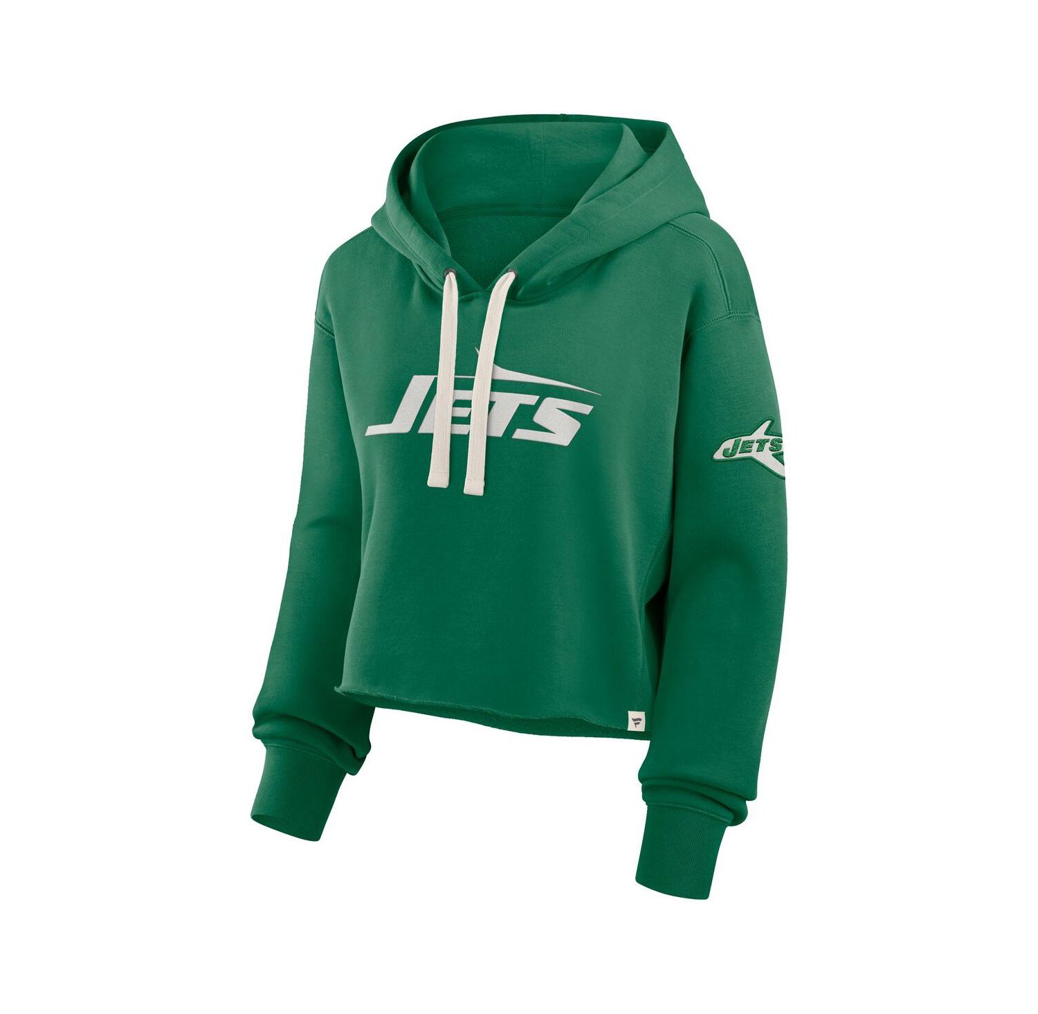 Women's Kelly Green New York Jets Oversized Hometown Heritage Cropped Hoodie