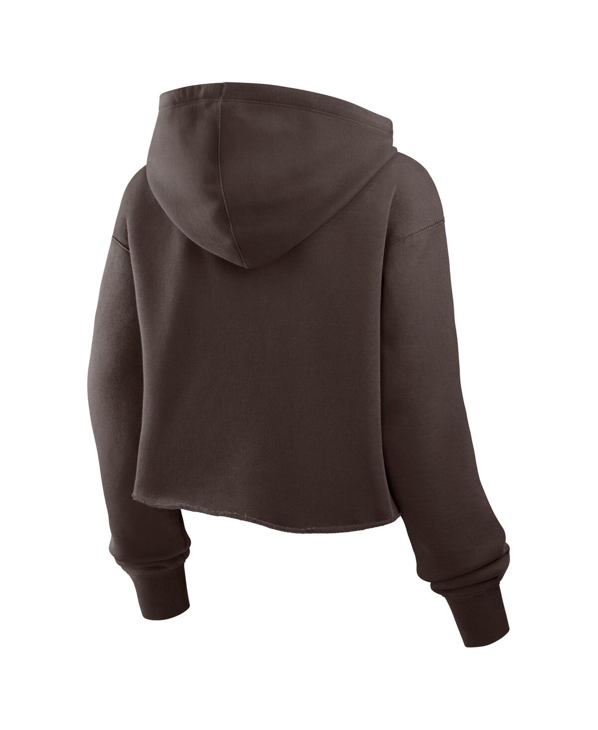 Fanatics Women's Brown Cleveland Browns Oversized Hometown Heritage Cropped Hoodie In Blue