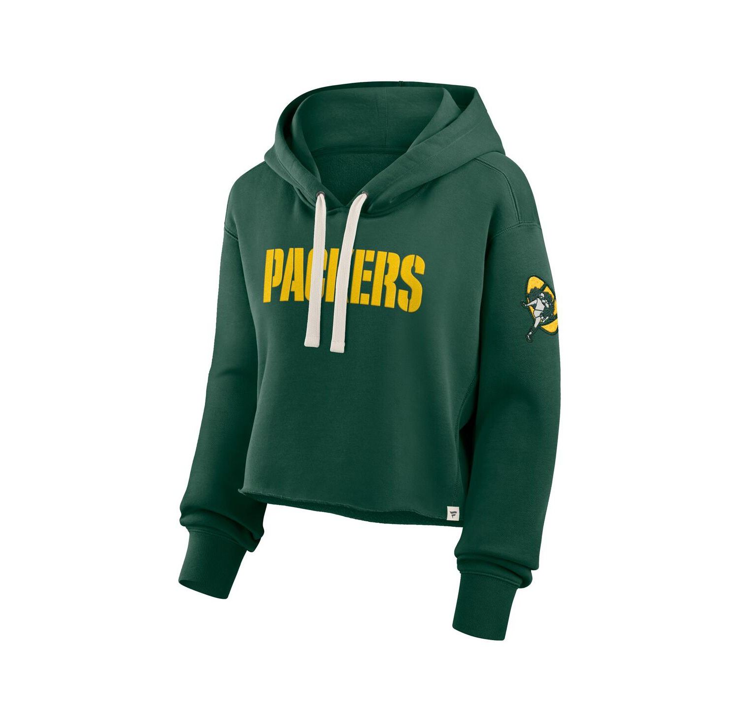 Women's Green Green Bay Packers Oversized Hometown Heritage Cropped Hoodie