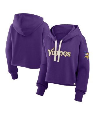 Women's Purple Minnesota Vikings Oversized Hometown Heritage Cropped Hoodie