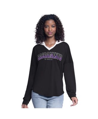 G-III 4Her by Carl Banks - Women's Black Sacramento Kings Bench Player Oversized Long Sleeve Hooded Top