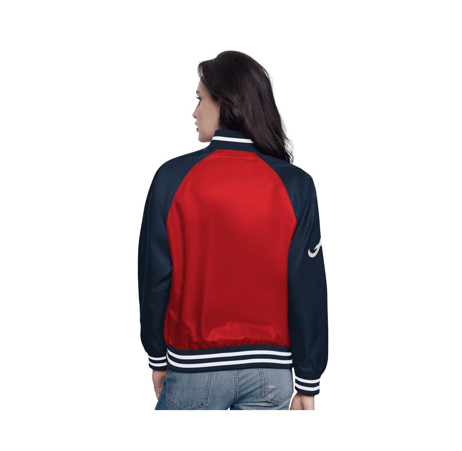 Women's Red/Navy Atlanta Braves Home Run Full-Snap Varsity Jacket