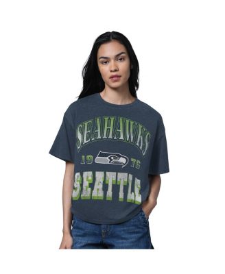 Starter - Women's Heather College Navy Seattle Seahawks Oversized Hall of Fame T-Shirt