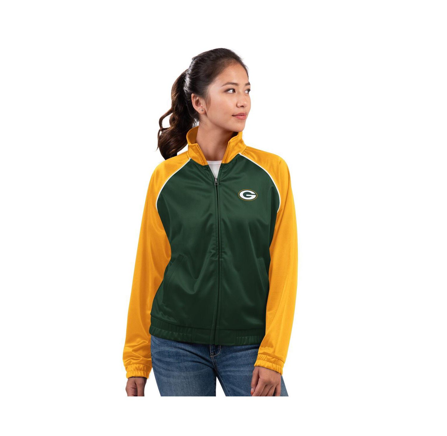 Women's Green Green Bay Packers Replay Full-Zip Track Jacket