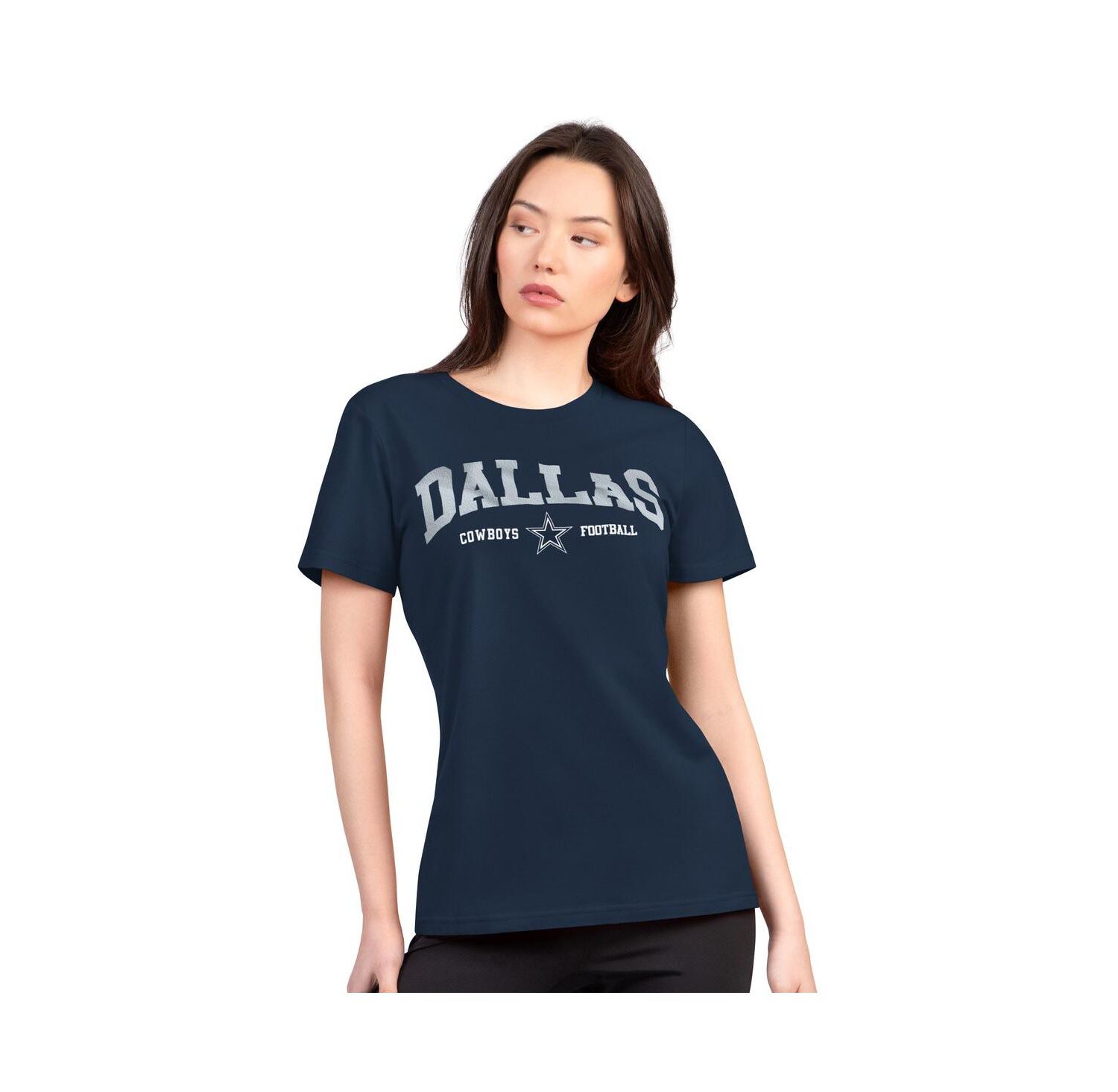 Women's Navy Dallas Cowboys Super-Slim Lightweight Winning Crew T-Shirt
