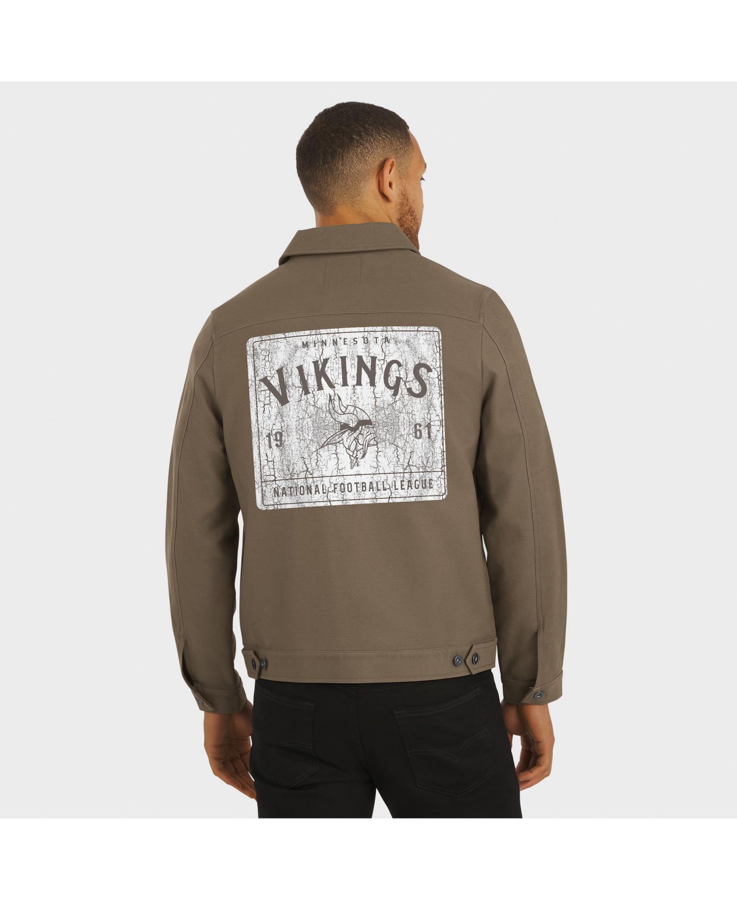 Men's Tan Minnesota Vikings Trucker Full-Button Jacket