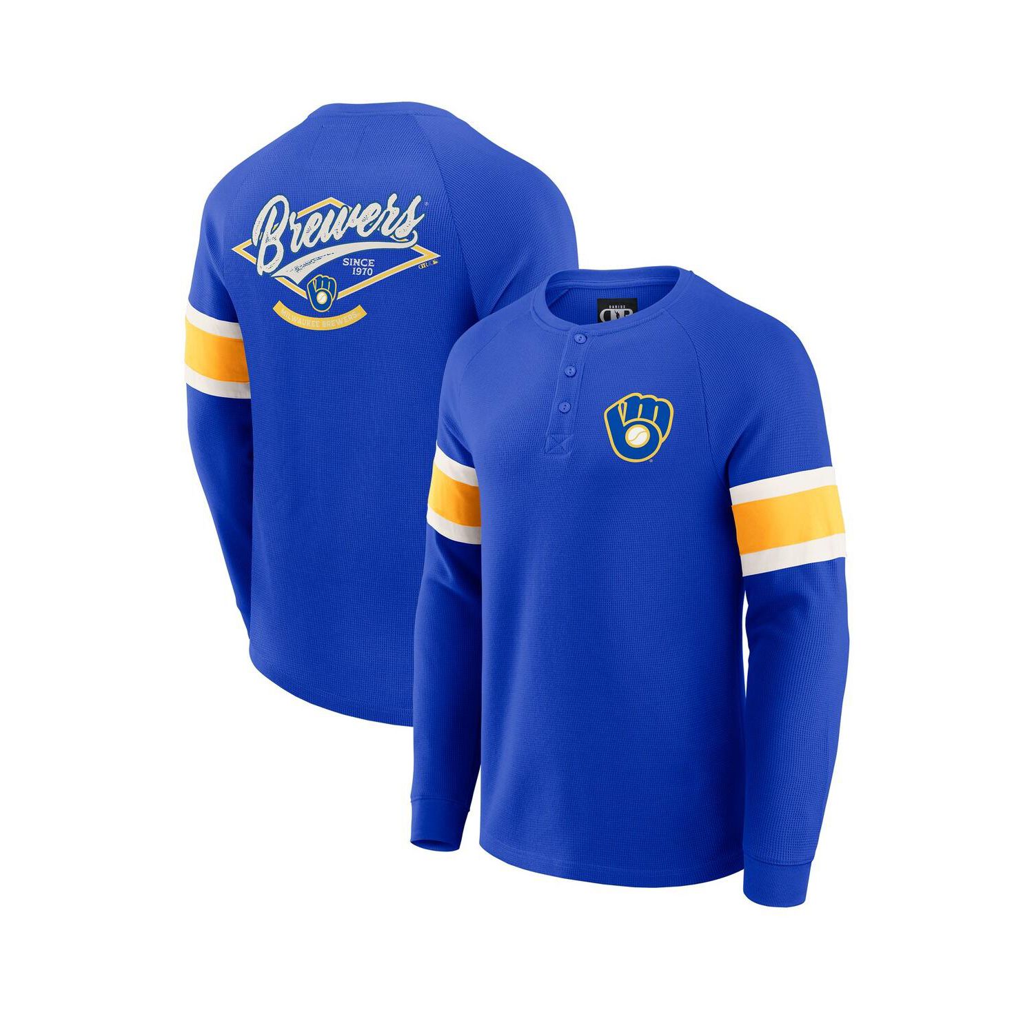 Men's Darius Rucker Collection by Fanatics Royal Milwaukee Brewers Waffle-Knit Raglan Long Sleeve Henley T-Shirt