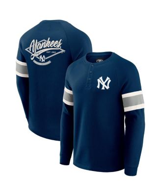 Fanatics - Men's Darius Rucker Collection by Navy New York Yankees Waffle-Knit Raglan Long Sleeve Henley T-Shirt