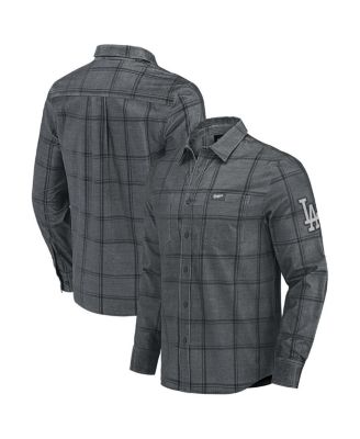 Fanatics - Men's Darius Rucker Collection by Gray Los Angeles Dodgers Thin Wale Corduroy Plaid Button Up Shirt