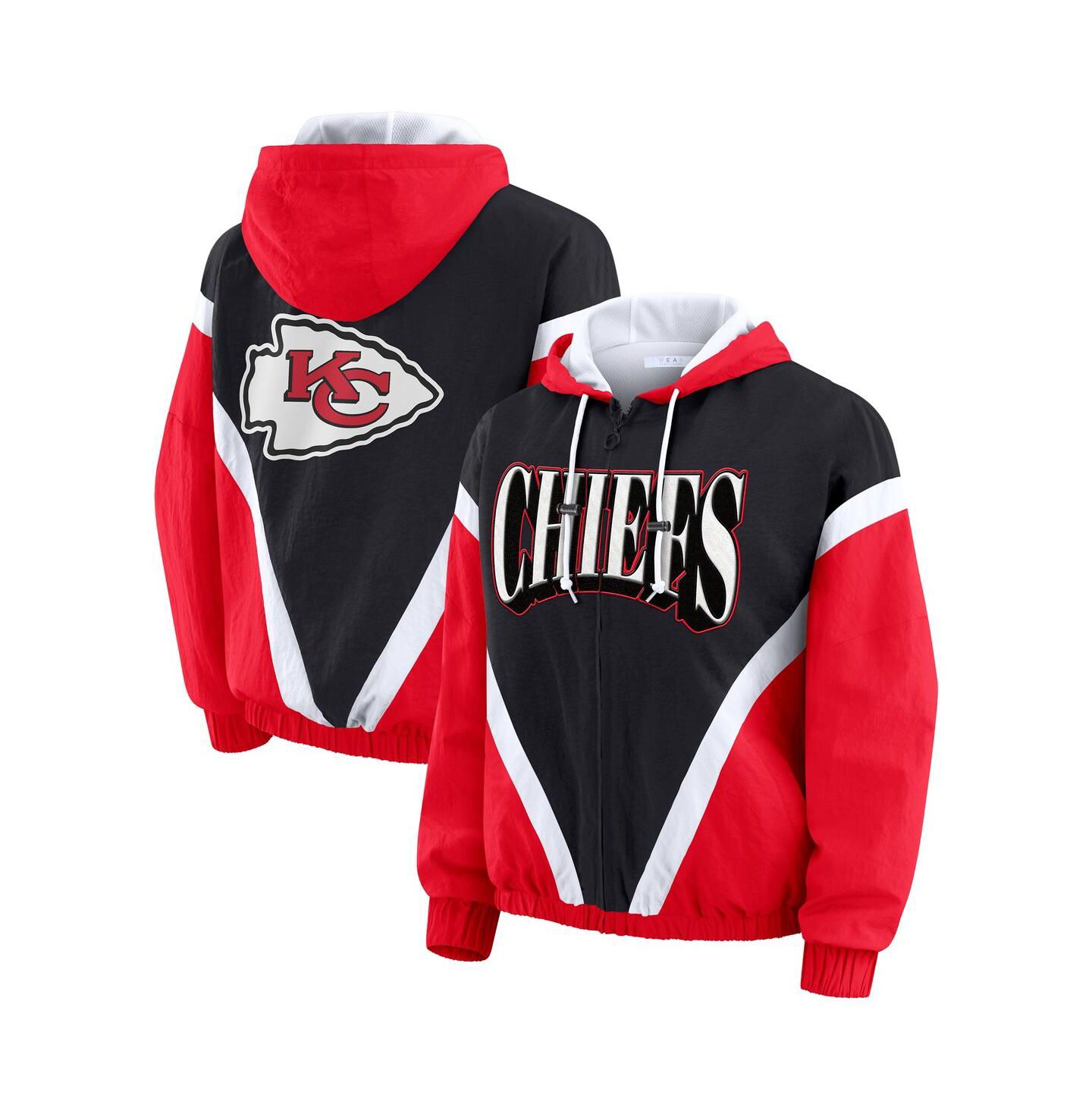 Женская куртка WEAR by Erin Andrews Red/Black Kansas City Chiefs Plus Size Retro Crinkle Full-Zip Windbreaker — фото 1