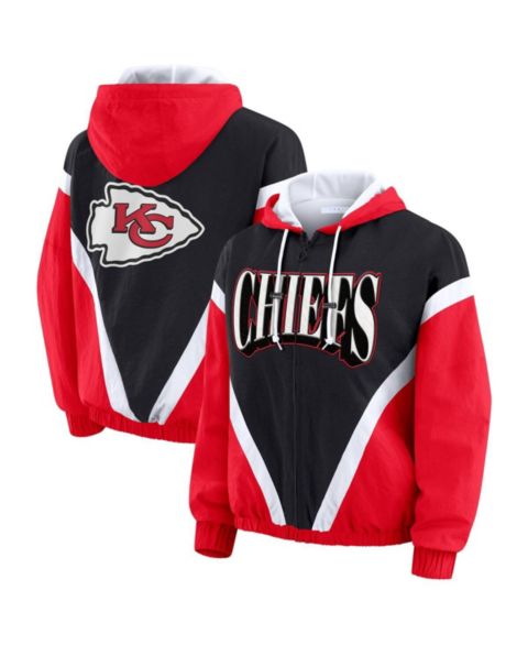 Женские куртки WEAR by Erin Andrews Women's Red/Black Kansas City Chiefs Plus Size Retro Crinkle Full-Zip Windbreaker Jacket