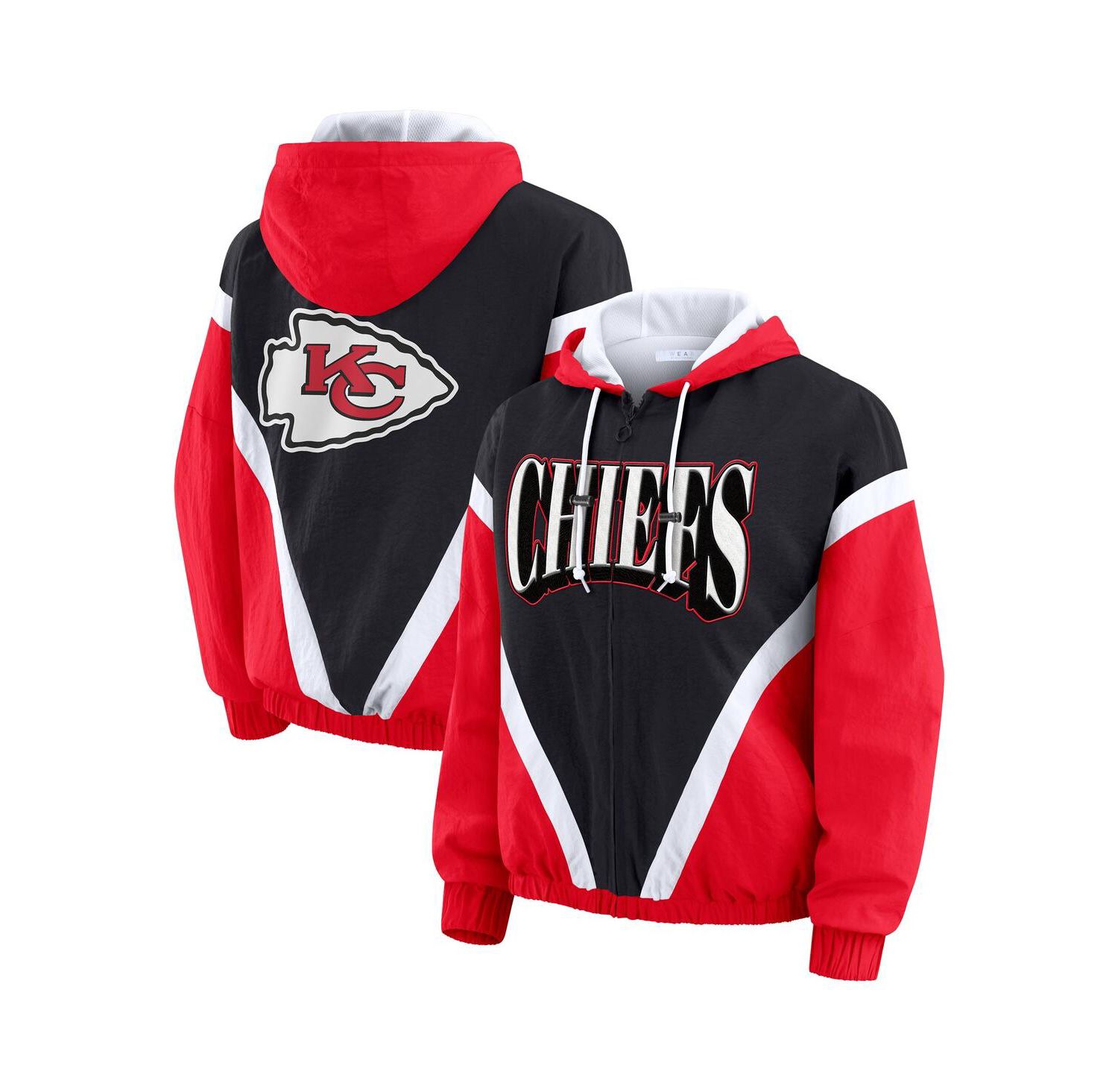 Women's Red/Black Kansas City Chiefs Plus Size Retro Crinkle Full-Zip Windbreaker Jacket