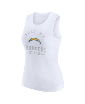 Women's White Los Angeles Chargers Ribbed Graphic Tank Top