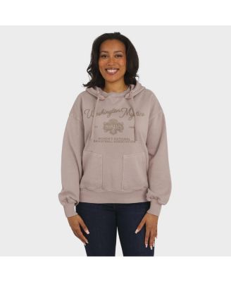 Women's Tan Washington Mystics Washed Pullover Crew Neck Hoodie