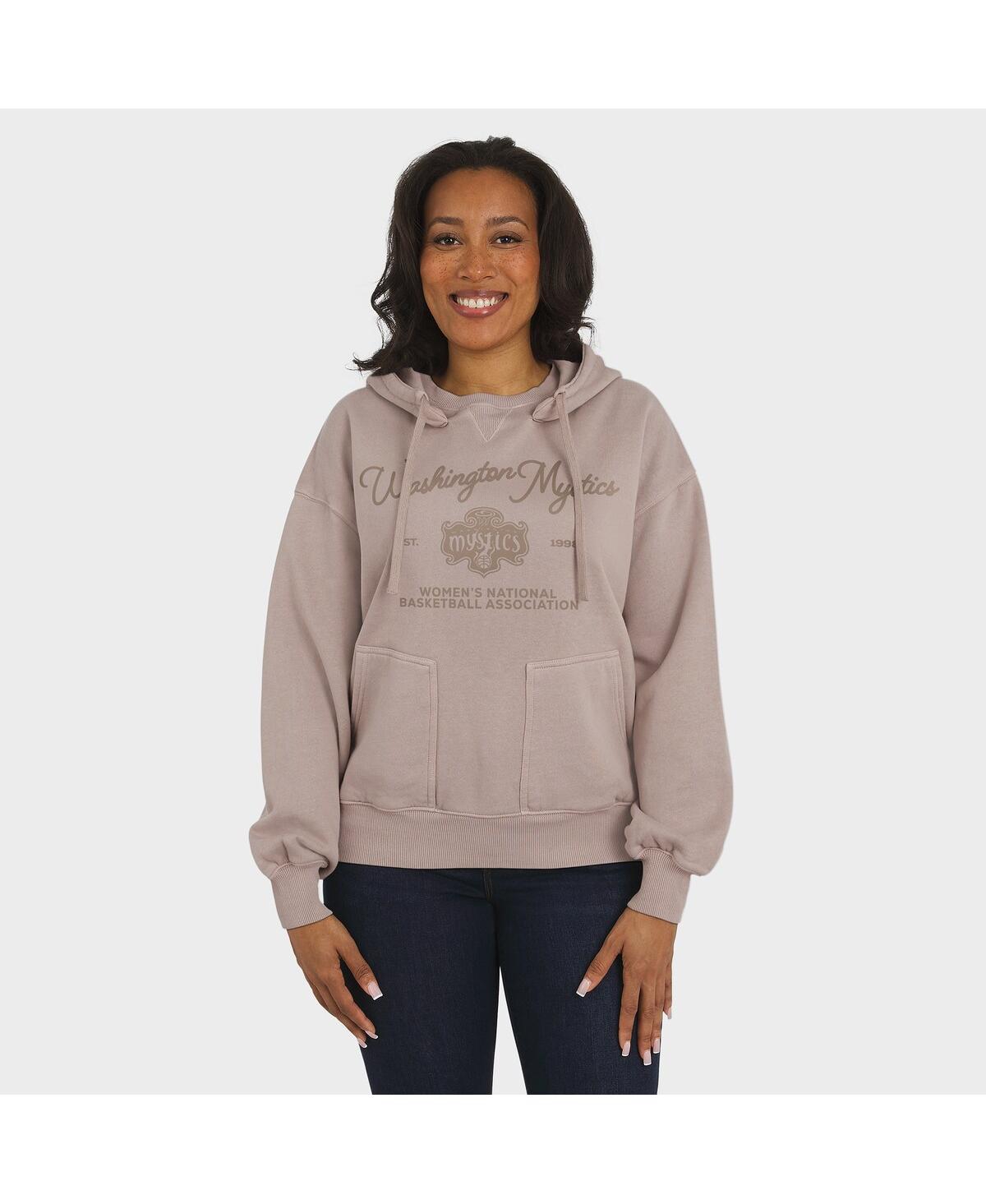 Wear By Erin Andrews Women'stan Washington Mystics Washed Pullover Crewdie In Brown