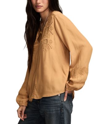 Women's Embroidered Peasant Long Sleeve Top