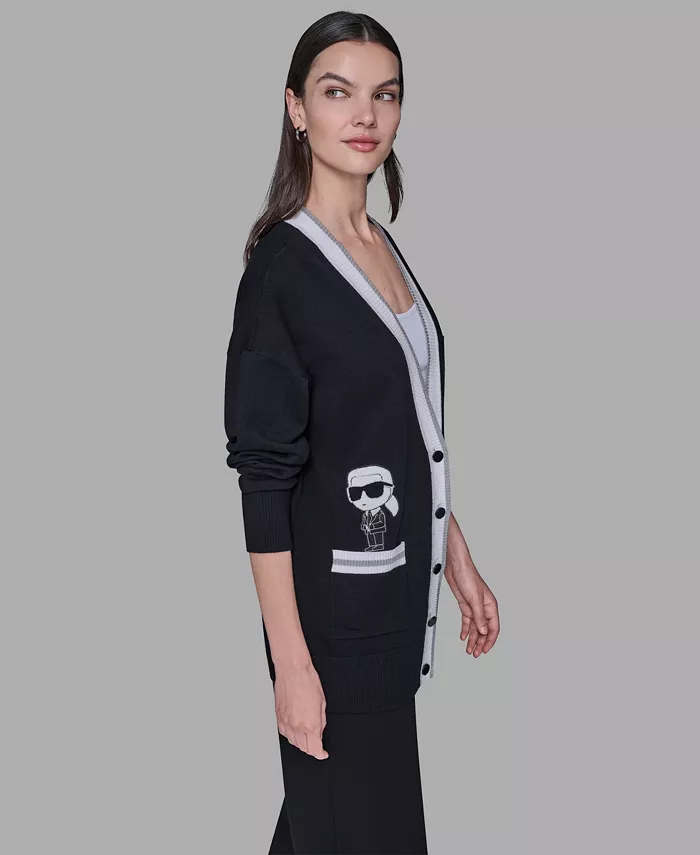 Women's Patch Detail Cardigan Sweater - thumbnail 2