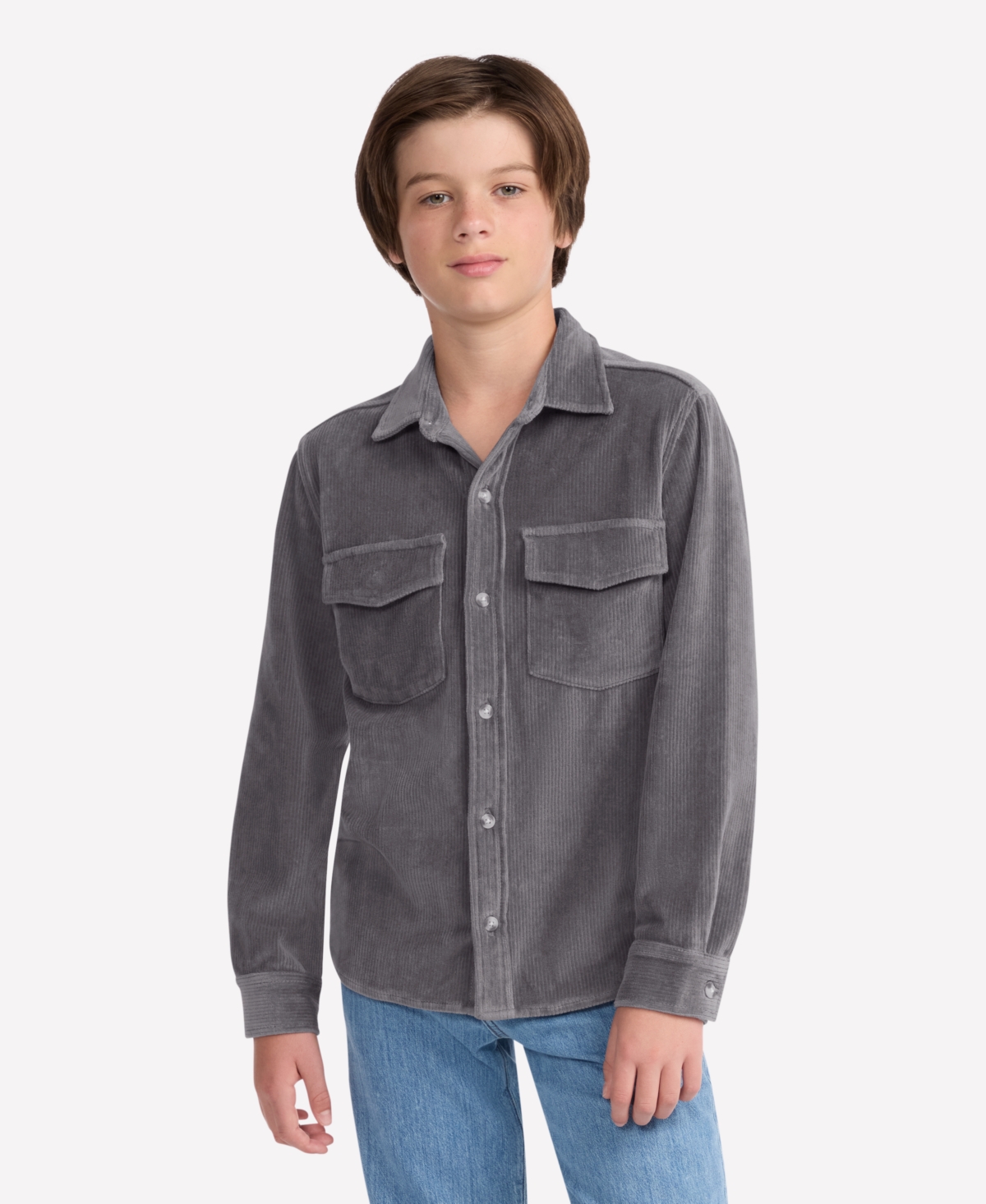 Abercrombie Boys 5-18 Fine Wale Cord Button Down Shirt In Gray